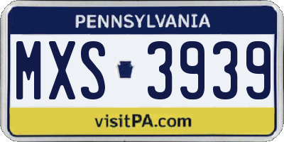 PA license plate MXS3939