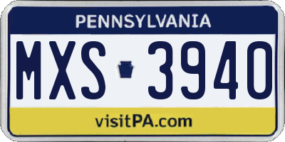 PA license plate MXS3940