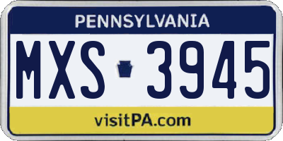 PA license plate MXS3945