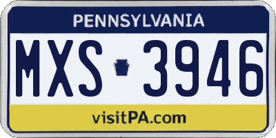 PA license plate MXS3946