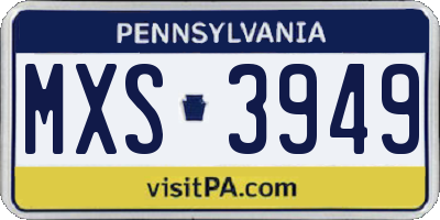 PA license plate MXS3949
