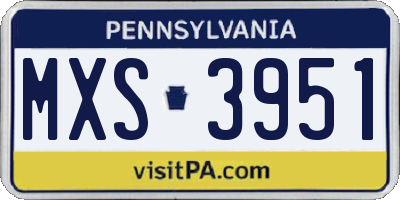 PA license plate MXS3951