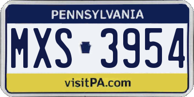 PA license plate MXS3954