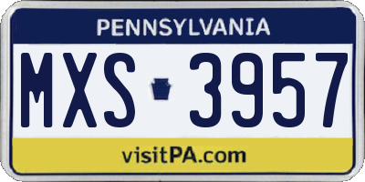 PA license plate MXS3957