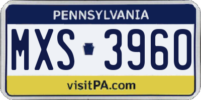 PA license plate MXS3960