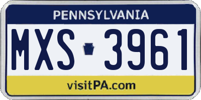 PA license plate MXS3961