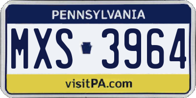 PA license plate MXS3964