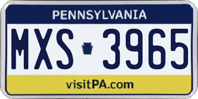 PA license plate MXS3965