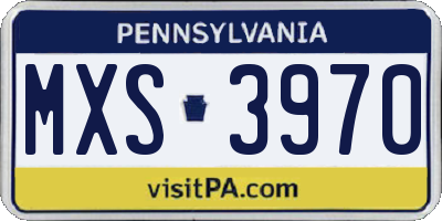 PA license plate MXS3970