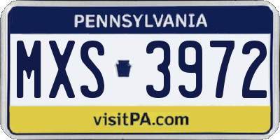 PA license plate MXS3972