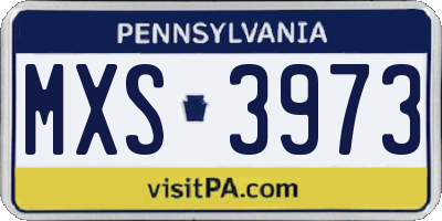 PA license plate MXS3973