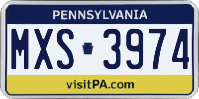 PA license plate MXS3974