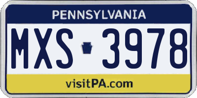 PA license plate MXS3978