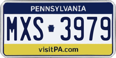 PA license plate MXS3979