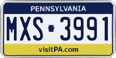 PA license plate MXS3991