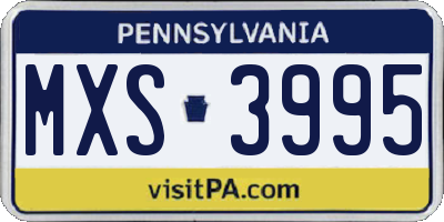 PA license plate MXS3995