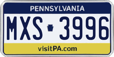 PA license plate MXS3996