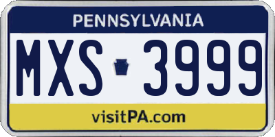 PA license plate MXS3999