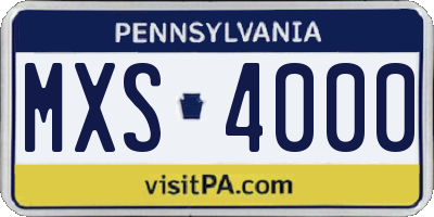 PA license plate MXS4000