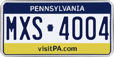 PA license plate MXS4004