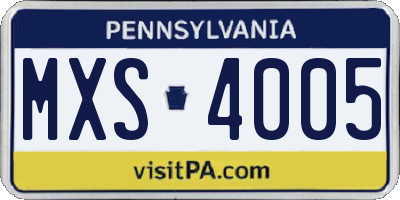 PA license plate MXS4005