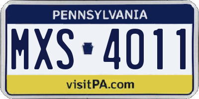 PA license plate MXS4011