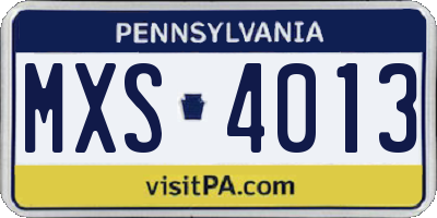 PA license plate MXS4013