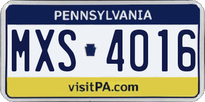 PA license plate MXS4016