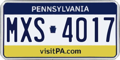 PA license plate MXS4017