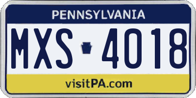 PA license plate MXS4018