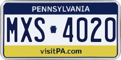 PA license plate MXS4020