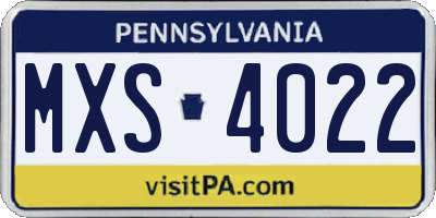 PA license plate MXS4022