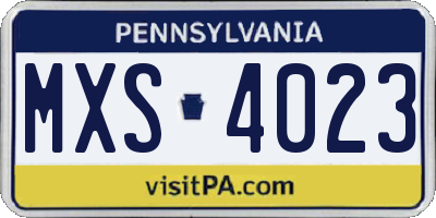PA license plate MXS4023