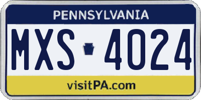 PA license plate MXS4024