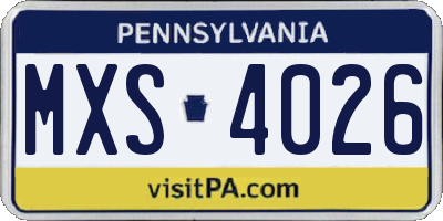 PA license plate MXS4026