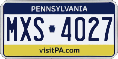 PA license plate MXS4027