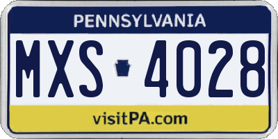 PA license plate MXS4028