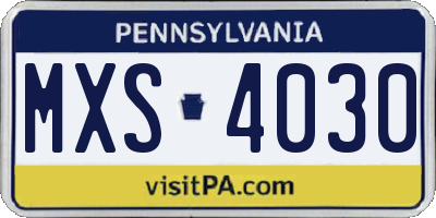 PA license plate MXS4030