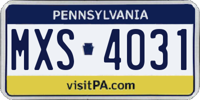 PA license plate MXS4031