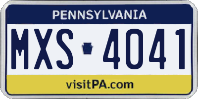 PA license plate MXS4041