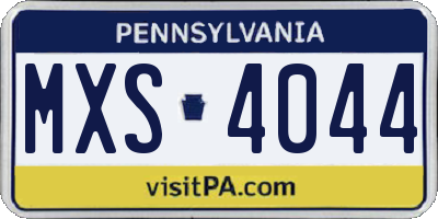 PA license plate MXS4044
