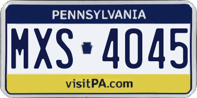 PA license plate MXS4045