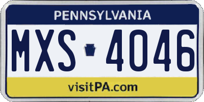 PA license plate MXS4046