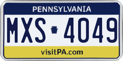 PA license plate MXS4049