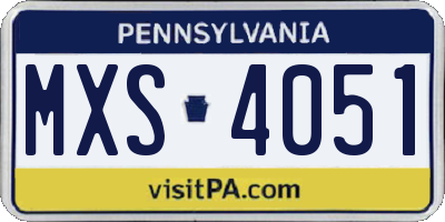 PA license plate MXS4051