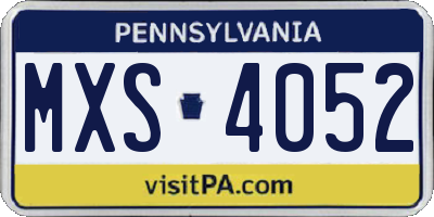 PA license plate MXS4052