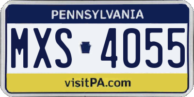 PA license plate MXS4055