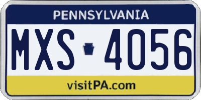 PA license plate MXS4056