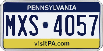 PA license plate MXS4057