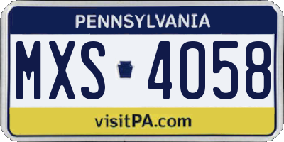 PA license plate MXS4058
